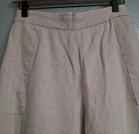 Symple NYC Beige 100% Linen Cropped Pants - Picture 3 of 10